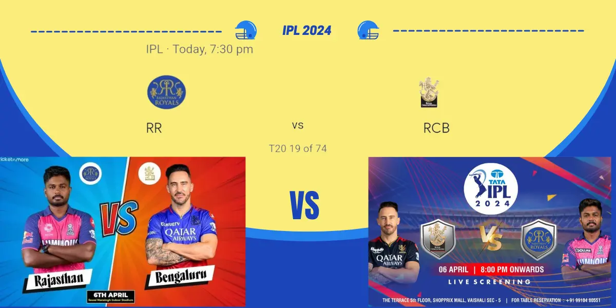 Today IPL Match 2024 RR vs RCB